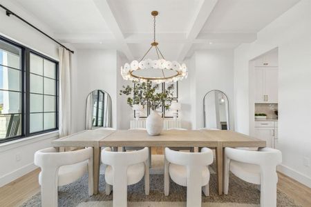 Dining room featuring a coffered ceiling