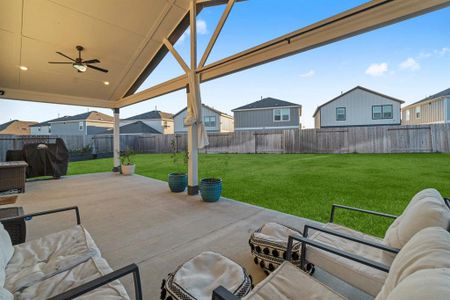 The patio completes this oversized backyard.