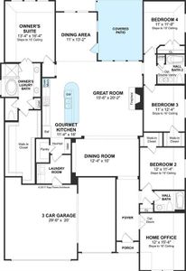 The Cooperfield floor plan by K. Hovnanian® Homes. 1st Floor shown. *Prices, plans, dimensions, features, specifications, materials, and availability of homes or communities are subject to change without notice or obligation.