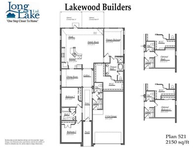 Plan 521 features 4 bedrooms, 2 full baths, 1 half bath, 2 car garage,  and over 2,200 square feet of living space