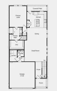 Structural options include: horizontal railing in place of half wall at the stairs.