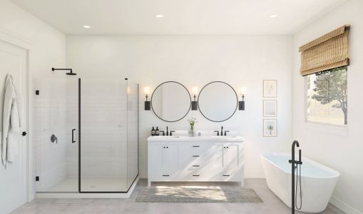 Primary bath with freestanding soaking tub