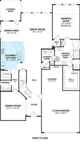 The Easton II floor plan by K. Hovnanian Homes. 1st Floor Shown. *Prices, plans, dimensions, features, specifications, materials, and availability of homes or communities are subject to change without notice or obligation.