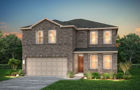 The Enloe, a one-story home with 2-car garage, shown with Home Exterior TR201