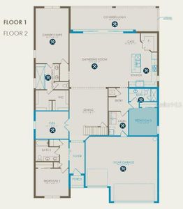 Floor plan with options selected - 1st floor