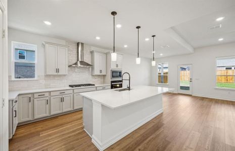 Bright kitchen with oversized island *real home pictured