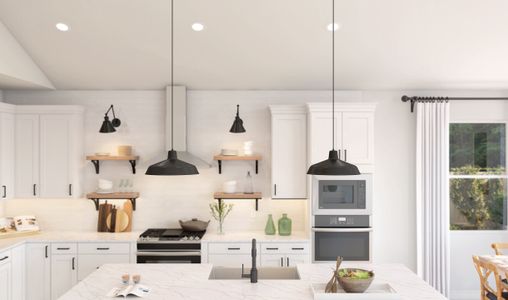 Kitchen with pendant lights