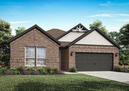 A one-story house with a two-car garage and a large front window