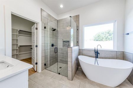 Soak in master tub, separate from the shower