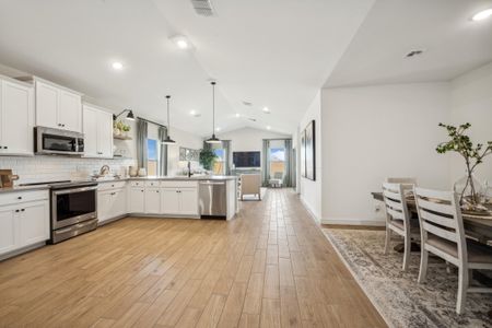 Vaulted ceiling in kitchen and great room