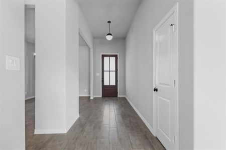 Entryway with light wood-type flooring