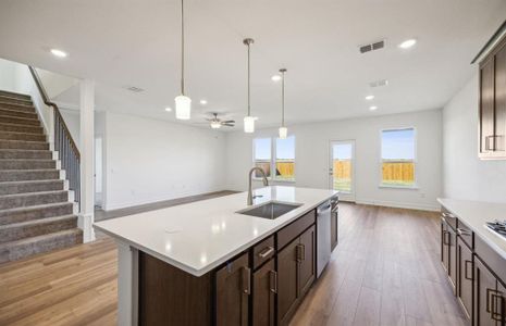 Bright kitchen with oversized island *real home pictured