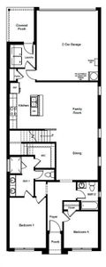 D.R. Horton's Sabine floorplan, 1st floor - All Home and community information, including pricing, included features, terms, availability and amenities, are subject to change at any time without notice or obligation. All Drawings, pictures, photographs, video, square footages, floor plans, elevations, features, colors and sizes are approximate for illustration purposes only and will vary from the homes as built.