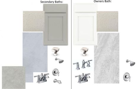 Color selections for secondary baths & owners suite