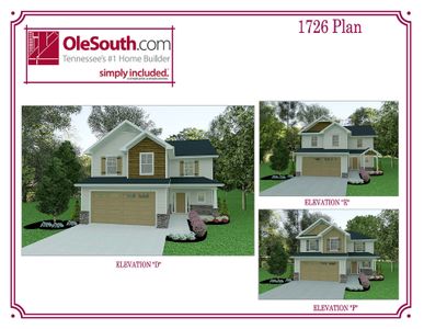 New construction Single-Family house Murfreesboro, TN 37128 plan 1726 Elevation DEF - image