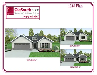 New construction Single-Family house 2123 St. Andrews Dr, Murfreesboro, TN 37128 plan 1315 Elevation ABC - image