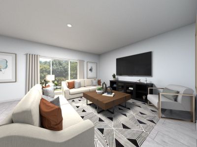 Living room of the Chesapeake floorplan.