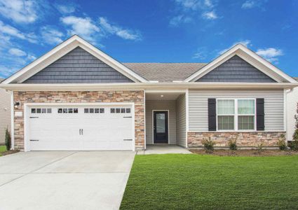 Burton exterior with green grass, single-story, and dual-car garage