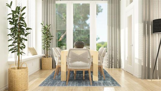 Dining room with light hardwood / wood-style floors