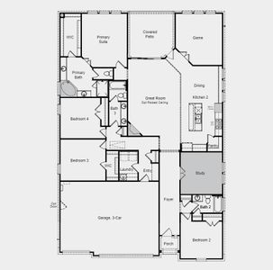 Structural options added include: 9x8' panel sliding door unit, study, raised ceiling at gathering room.