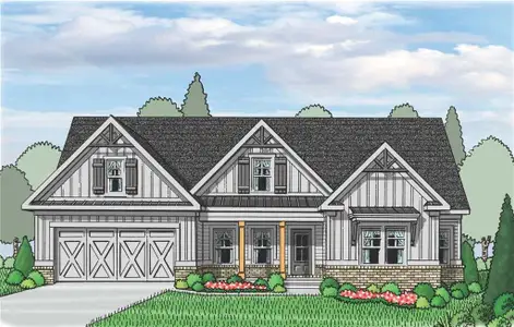 New construction Single-Family house 1285 Birch Wy, Loganville, GA 30052 plan (GA)Emerson Ranch A.2 3 Front Entry (with bonus) - image