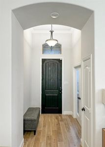 Entryway with tall ceilings