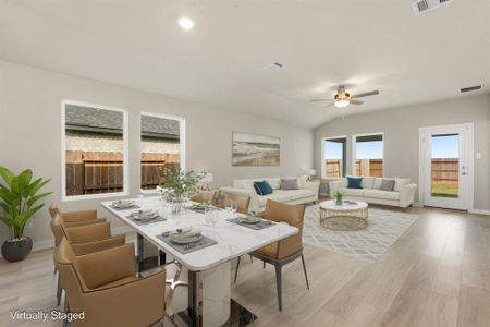 This spacious living and dining combo offers an open, versatile layout perfect for both relaxing and entertaining. Large windows bring in natural light, creating an inviting atmosphere, while seamless flow between the areas enhances functionality. With ample room for dining and lounging, this space provides the ideal setup for gatherings, making it the heart of the home.