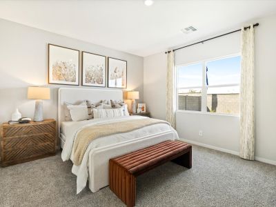 Lennon primary bedroom modeled at Abel Ranch