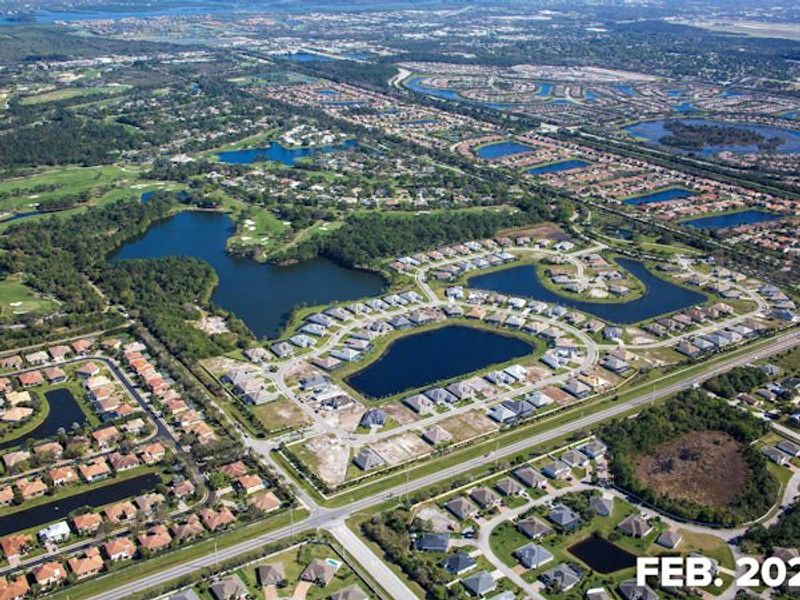 Aerial view of the Bent Pine Preserve community in Vero Beach, FL, showing layout and nearby surroundings (Image 13).