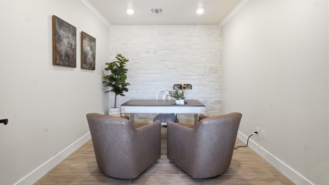 Furnished interior in a model home at Lakeside at Millican Reserve in College Station (Image 14). Furnished interior in a model home at Lakeside at Millican Reserve in College Station (Image 14).