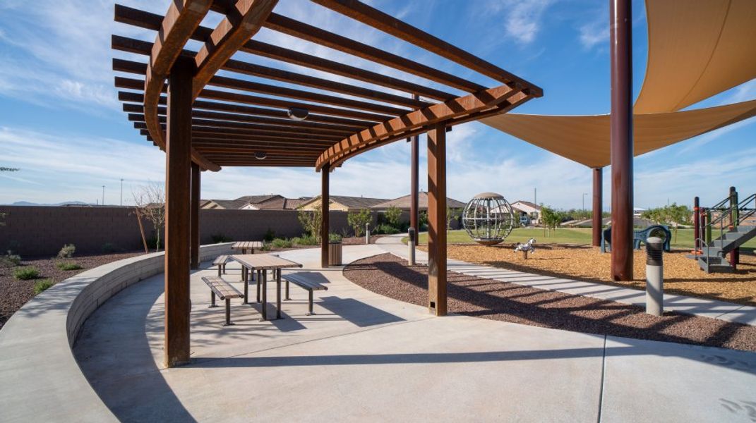 Pergola-covered picnic area