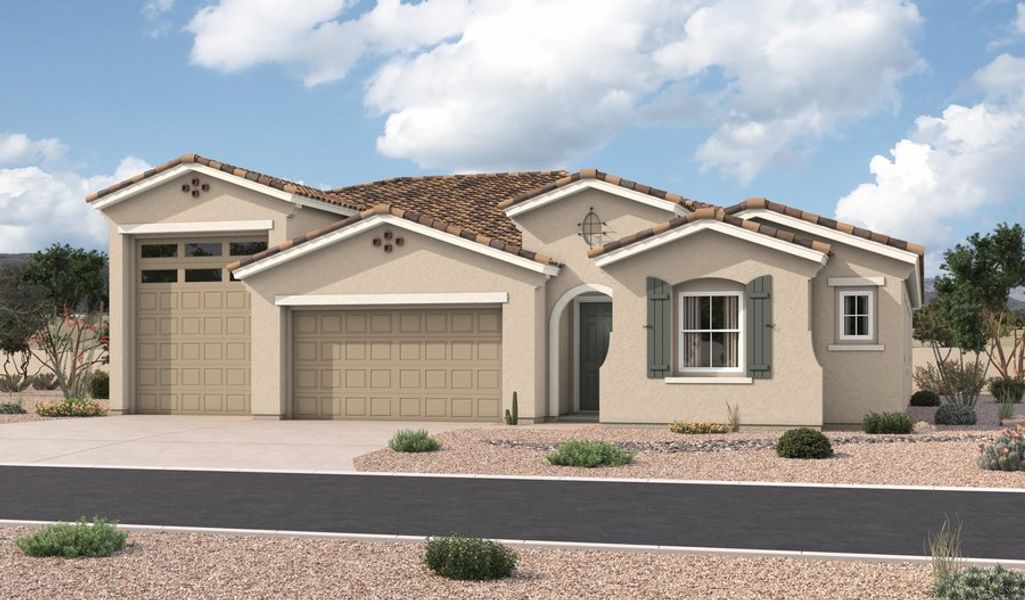 Front exterior of a home in the Aspire at Sycamore Canyon community, located in Vail, AZ (Image 7). Front exterior of a home in the Aspire at Sycamore Canyon community, located in Vail, AZ (Image 7).