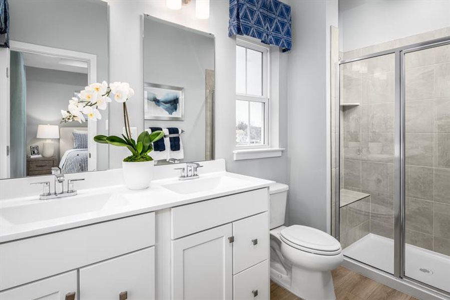 Start and end your day in your private bathroom steps from your bedroom.
