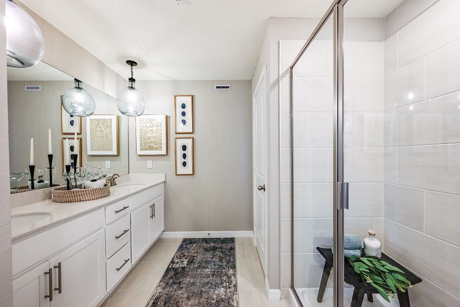 Furnished interior in a model home at Towns at Riverwalk: Lake Monroe TH in Sanford (Image 8).