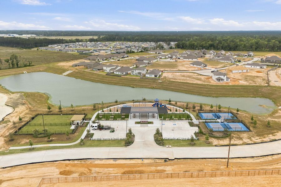 Aerial view of the Cielo community in Conroe, TX, showing layout and nearby surroundings (Image 10). Aerial view of the Cielo community in Conroe, TX, showing layout and nearby surroundings (Image 10).