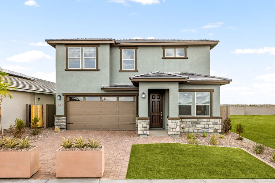 Front exterior of a home in the Willows at Bella Vista Farms community, located in San Tan Valley, AZ (Image 4).