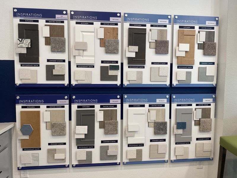 A display of stylish material samples for home design inspiration, featuring varied textures and colors for different spaces. A display of stylish material samples for home design inspiration, featuring varied textures and colors for different spaces.