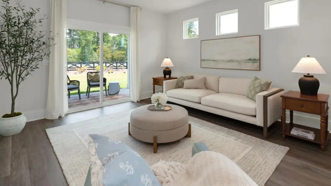 Furnished interior in a model home at The Retreat at Indigo Preserve Townhomes in Leland (Image 24).