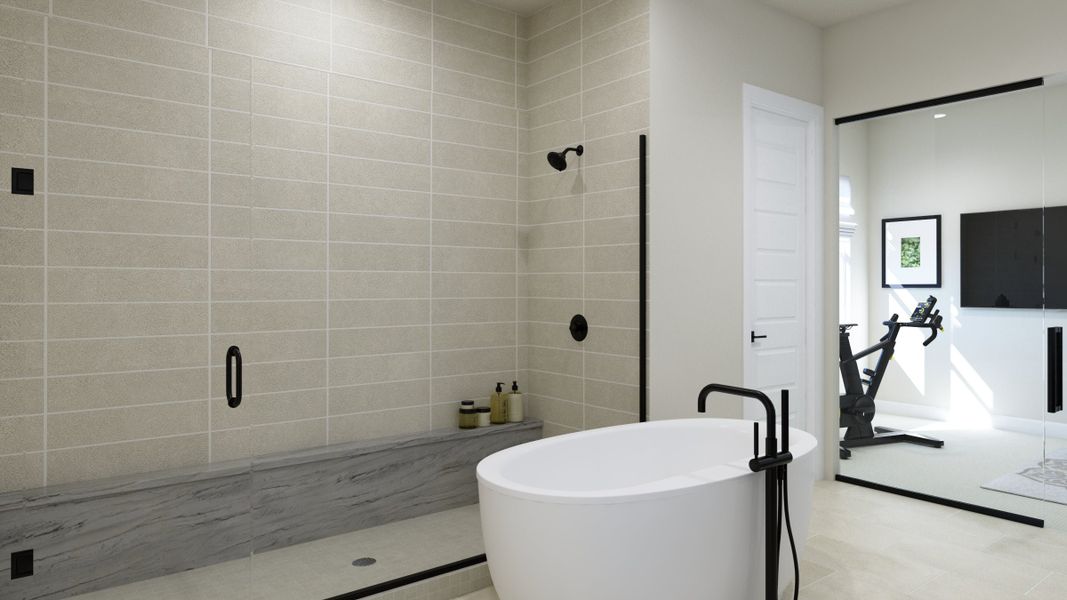 Furnished interior in a model home at The Fairways at RainDance in Windsor (Image 35).