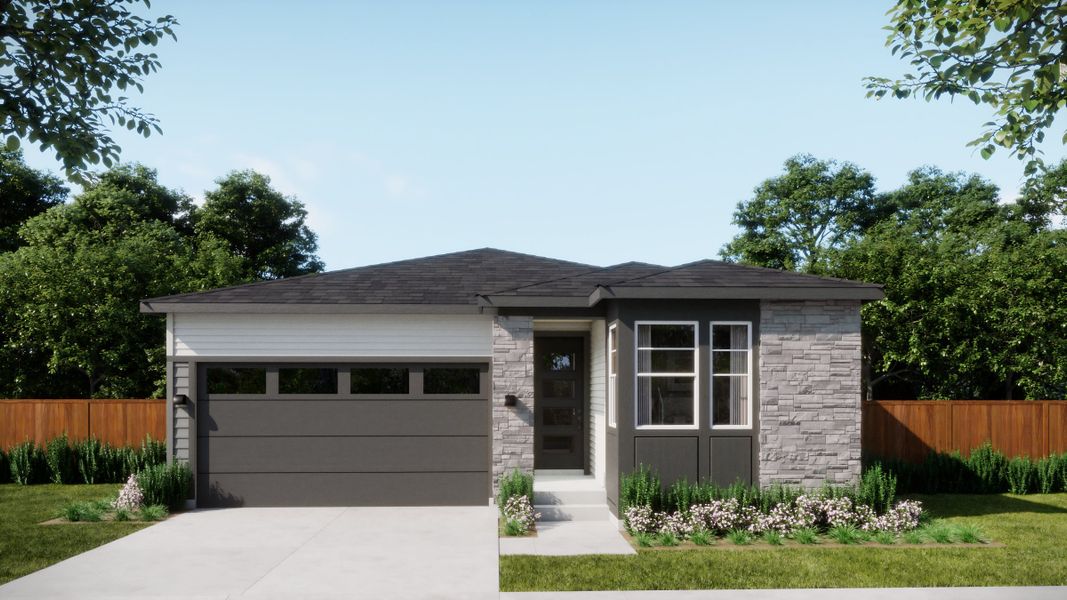 Front exterior of a home in the Trumark Homes at Tanterra community, located in Parker, CO (Image 19).