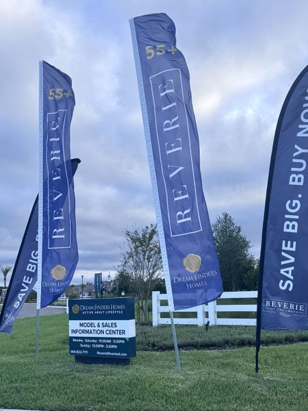Explore retirement living at Reverie at Silverleaf by Dream Finders Homes with vibrant banners in St. Augustine, FL. Explore retirement living at Reverie at Silverleaf by Dream Finders Homes with vibrant banners in St. Augustine, FL.