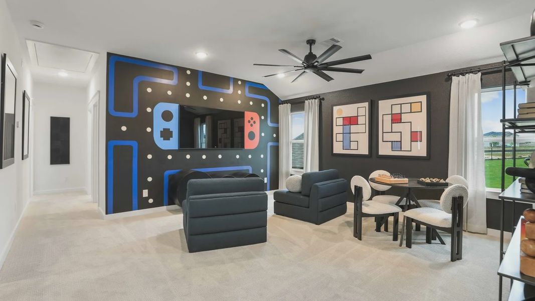 Enjoy bold murals and plush seating in Mostyn Springs' sophisticated interior. Enjoy bold murals and plush seating in Mostyn Springs' sophisticated interior.