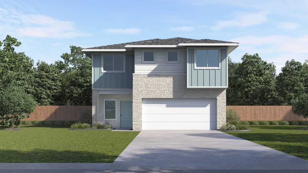 Front exterior of a home in the Frontier community, located in Mustang Ridge, TX (Image 6).