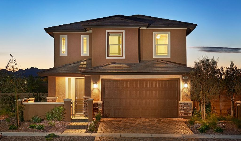 Front exterior of a home in the Seasons at Blackhawk community, located in Tucson, AZ (Image 1). Front exterior of a home in the Seasons at Blackhawk community, located in Tucson, AZ (Image 1).