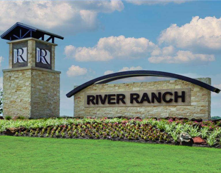 Entrance to the River Ranch Meadows community in Dayton, TX, featuring signage and landscaping (Image 1). Entrance to the River Ranch Meadows community in Dayton, TX, featuring signage and landscaping (Image 1).