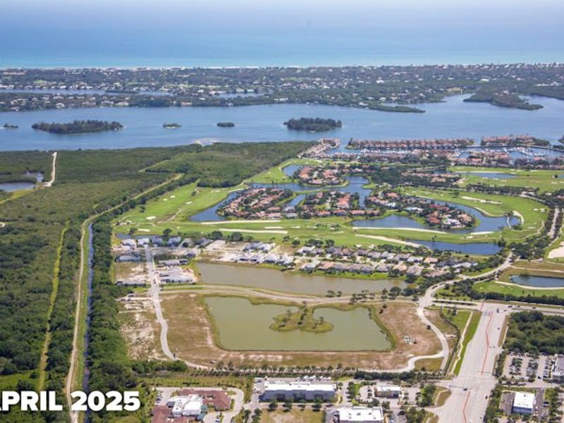 Aerial view of the The Reserve at Grand Harbor community in Vero Beach, FL, showing layout and nearby surroundings (Image 18).