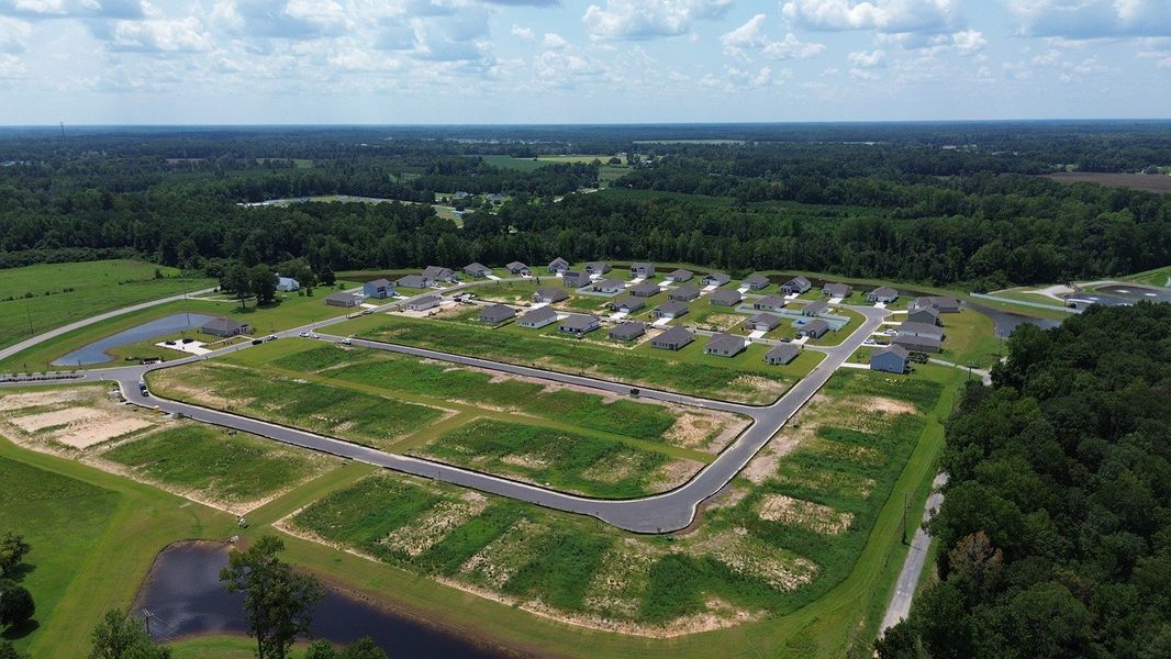 Aerial view of the Meadow Walk community in Loris, SC, showing layout and nearby surroundings (Image 9).