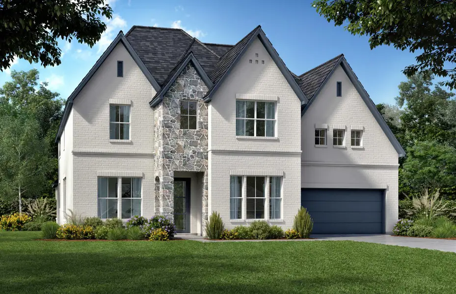 Front exterior of a home in the Grand Oaks at Green Meadows - 60' community, located in Celina, TX (Image 4).