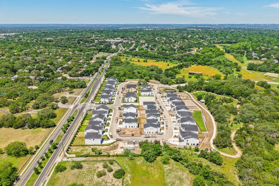 Aerial view of the Novel community in Austin, TX, showing layout and nearby surroundings (Image 6).