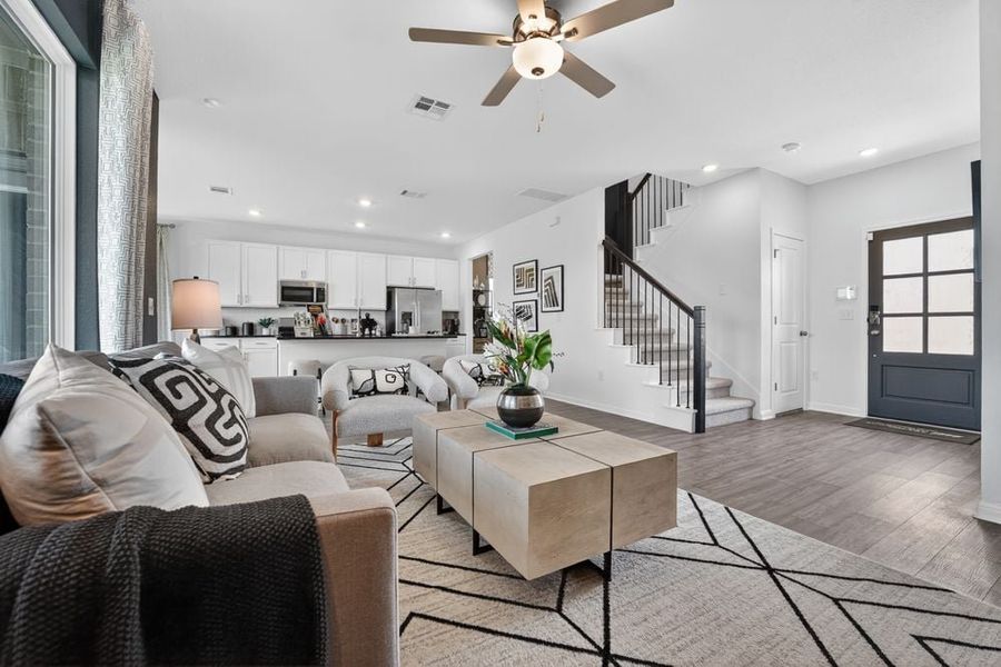Furnished interior in a model home at Sunfield in Mustang Ridge (Image 11). Furnished interior in a model home at Sunfield in Mustang Ridge (Image 11).